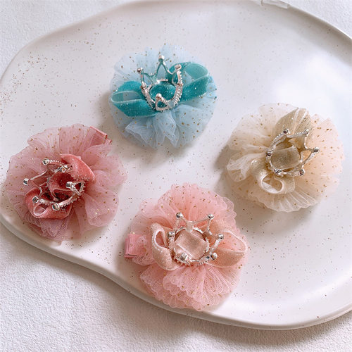 儿童蕾丝纱花发夹女童公主皇冠