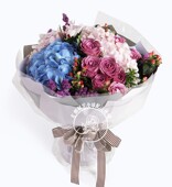 9朵紫玫瑰 绣球组合鲜花花束节日送花全国配送高档包装