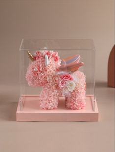 独角兽永生花绣球玫瑰熊摆件广州同城生日七夕礼物