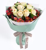 11枝香槟玫瑰鲜花花束精包装 情人节生日鲜花全国同城配送