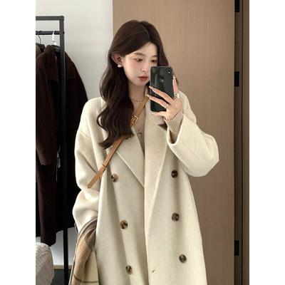 呢子大衣女中长款小个子2024新款秋冬季加厚高级感正肩羊毛呢外套