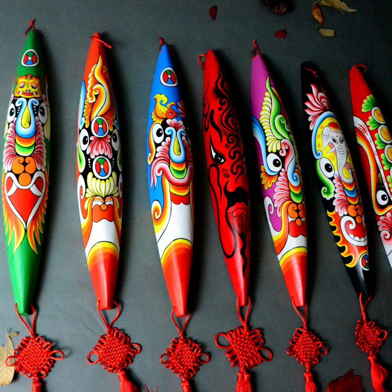 纯手工绘画京剧社火马勺脸谱梭子装饰挂件餐饮装修中国风纪念品