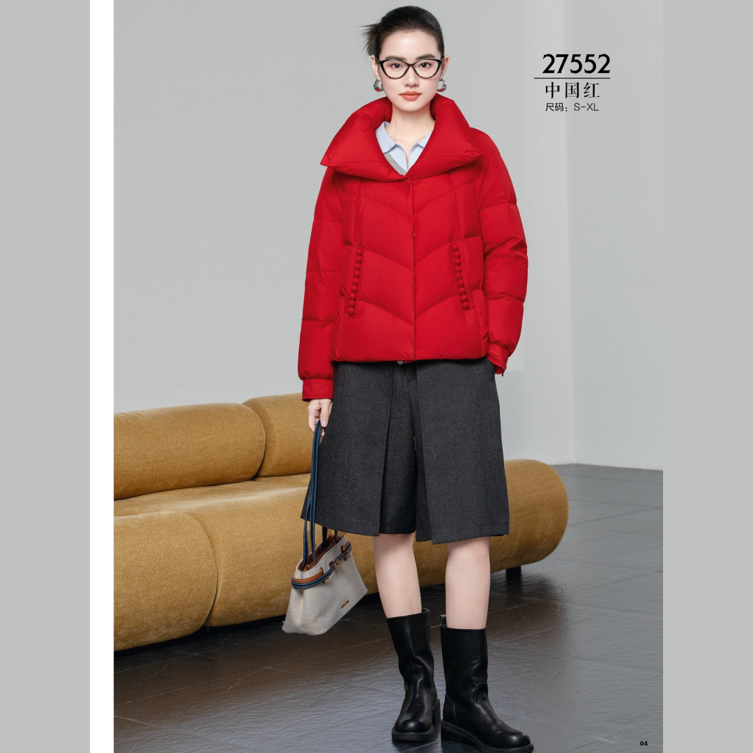 羽绒翻新加工定制羽绒服九成品时尚女短款面包服宽松加厚半成品
