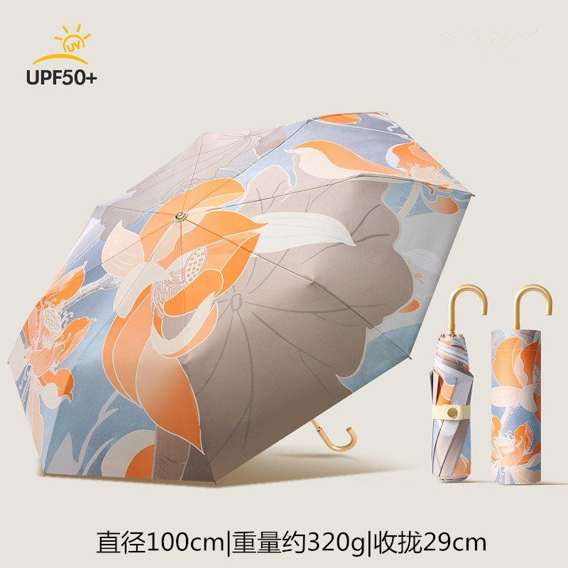 出口日本太阳伞三折叠弯钩伞遮阳伞女彩胶防晒防紫外线晴雨伞两用