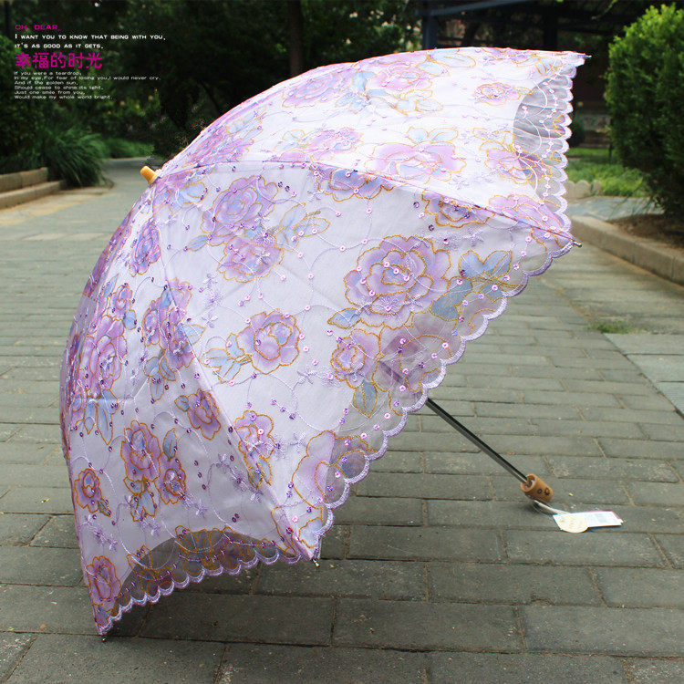 太阳城二折叠小洋伞太阳伞女公主防晒防紫外线遮阳晴雨伞蕾丝花边