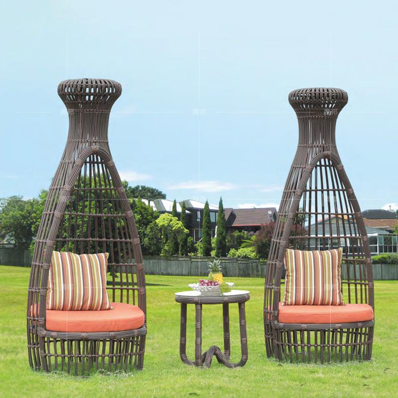 庭院花园茶几户外组合藤编酒店露台休闲个性藤椅阳台桌椅时尚别墅