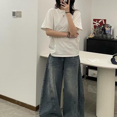 美式复古宽松牛仔裤弯刀裤