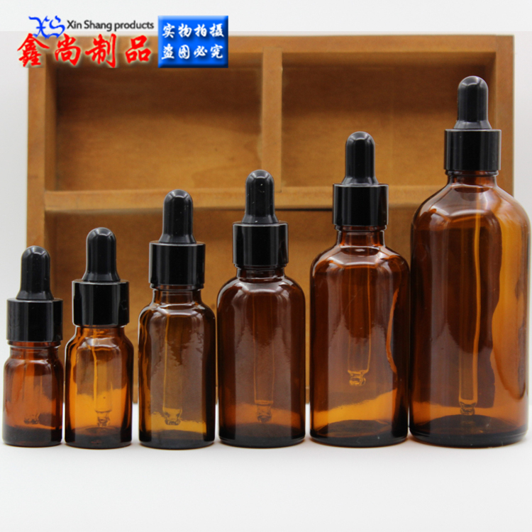 茶色精油瓶玻璃调配瓶黑铝圈黑胶