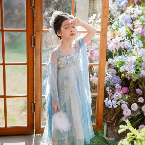 女童夏季汉服刺绣襦裙国风连衣裙