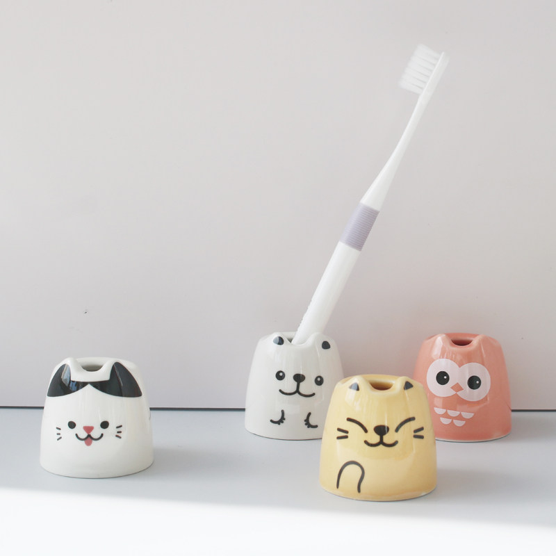 浴室卡通动物系列放牙刷陶瓷牙刷座牙具牙具座放置手动牙刷架