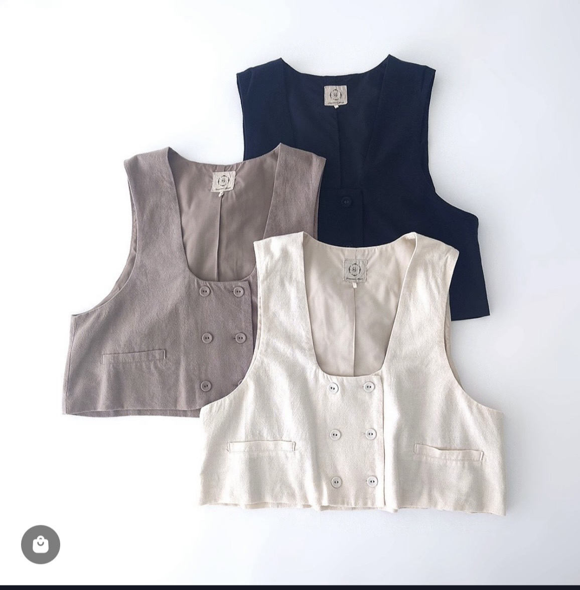 原单sm2日系文艺复古拼接马甲女单排扣无袖坎肩内搭马夹