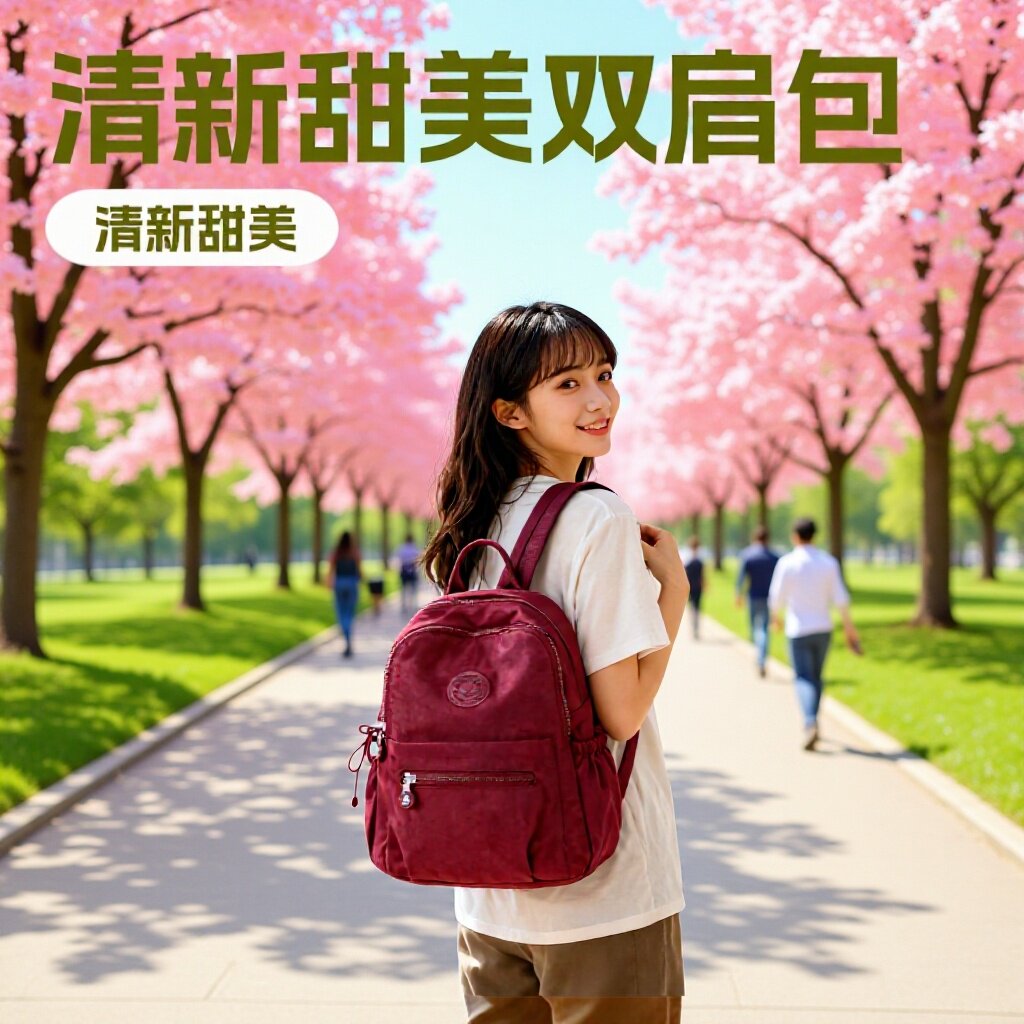 尼龙牛津布双肩包新款韩版小背包女士百搭时尚帆布书包妈咪包背包