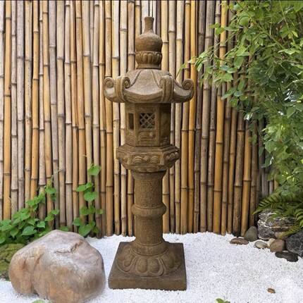 中式庭院仿古石灯笼 日式花园青石石灯 太阳能大理石造景禅意