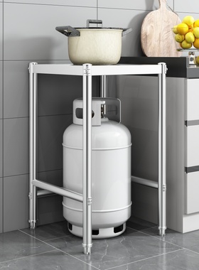 单层煤气罐架子厨房不锈钢置物架正方形单燃气双灶台家用收纳支架