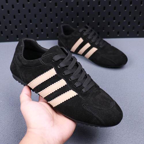 男鞋2025秋季真皮休闲鞋子百搭豆豆鞋男软底反毛皮板鞋男士阿甘鞋