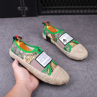 休闲鞋 印花渔夫鞋 开车低帮潮鞋 子一脚蹬男鞋 豆豆鞋 2023新款 男个性