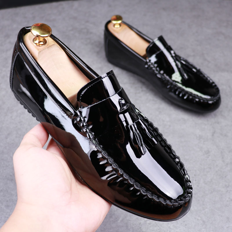 欧洲站男一脚蹬休闲皮鞋豆豆鞋