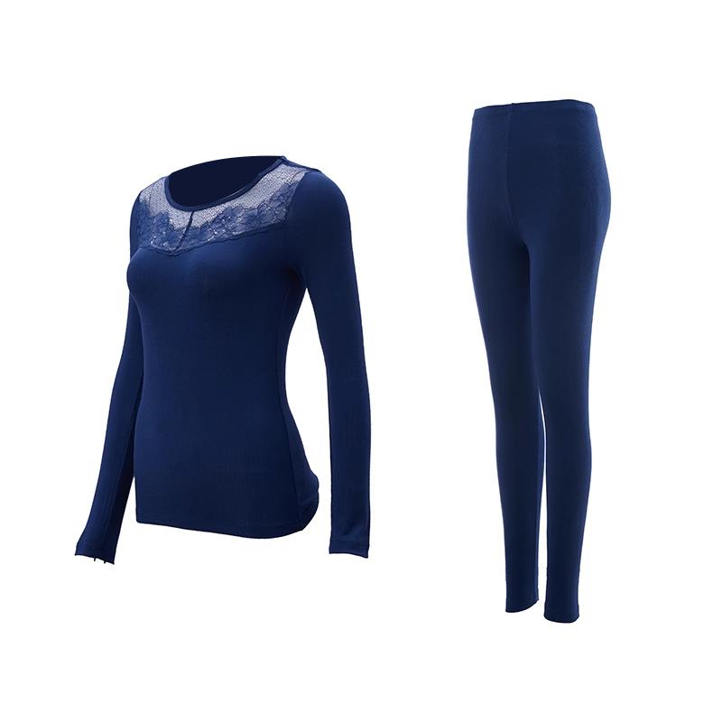 Triumph/黛安芬简约蕾丝保暖圆领长袖保暖秋衣裤套装HS00008