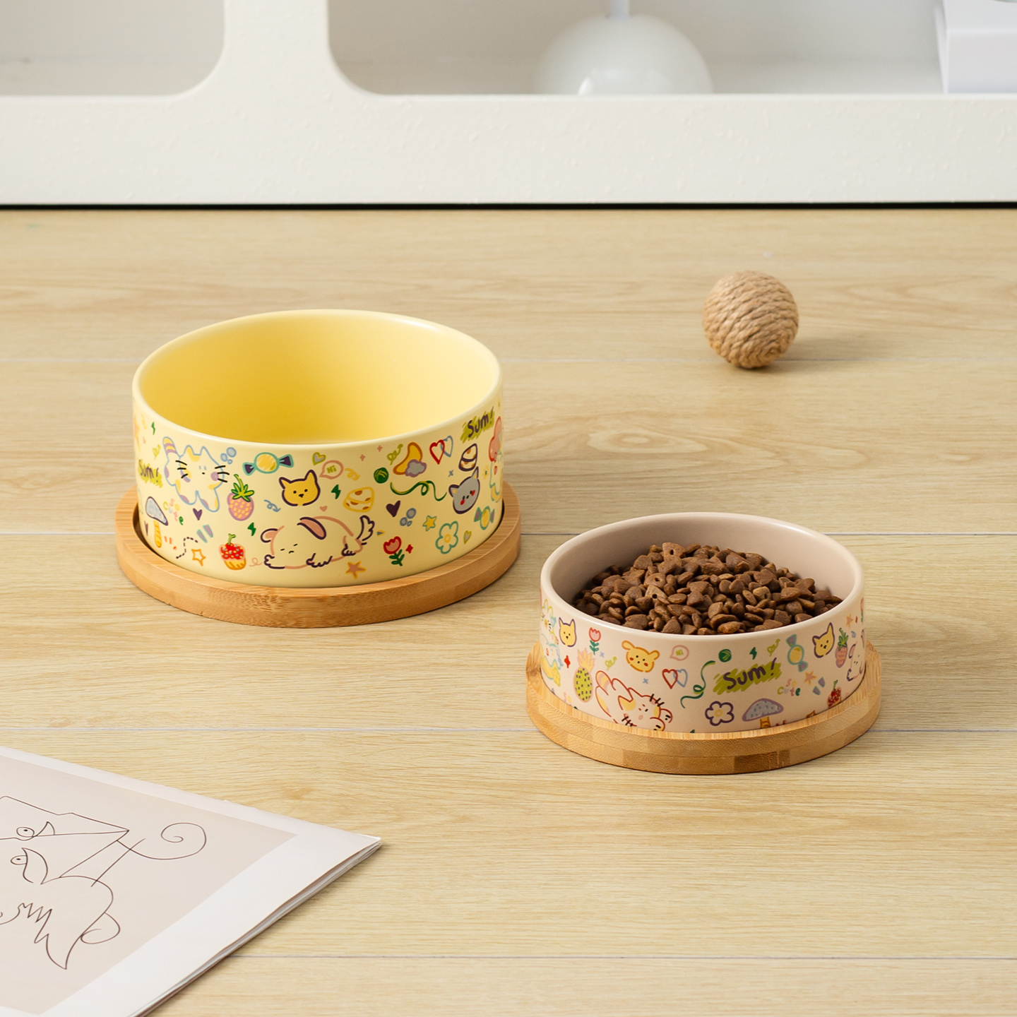 Miapet宠物碗涂鸦单色宠物用品