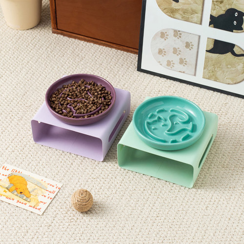 Miapet卡通猫狗侧脸慢食盘