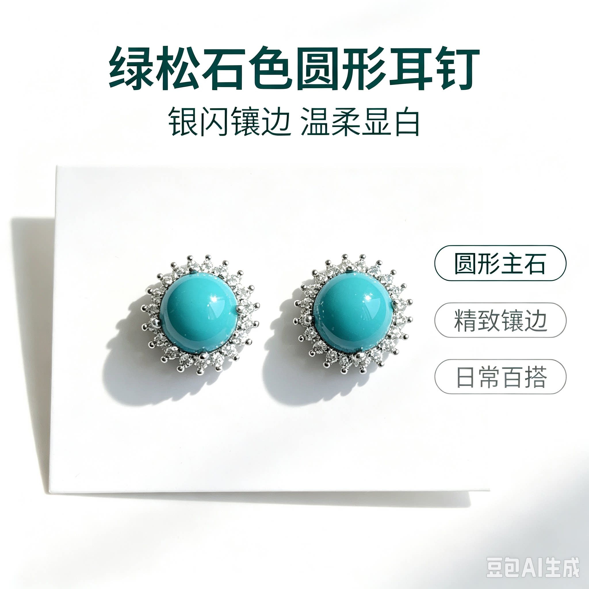 绿松石饰品天然耳钉925银女款时尚百搭耳环耳饰耳钉耳坠情侣精致