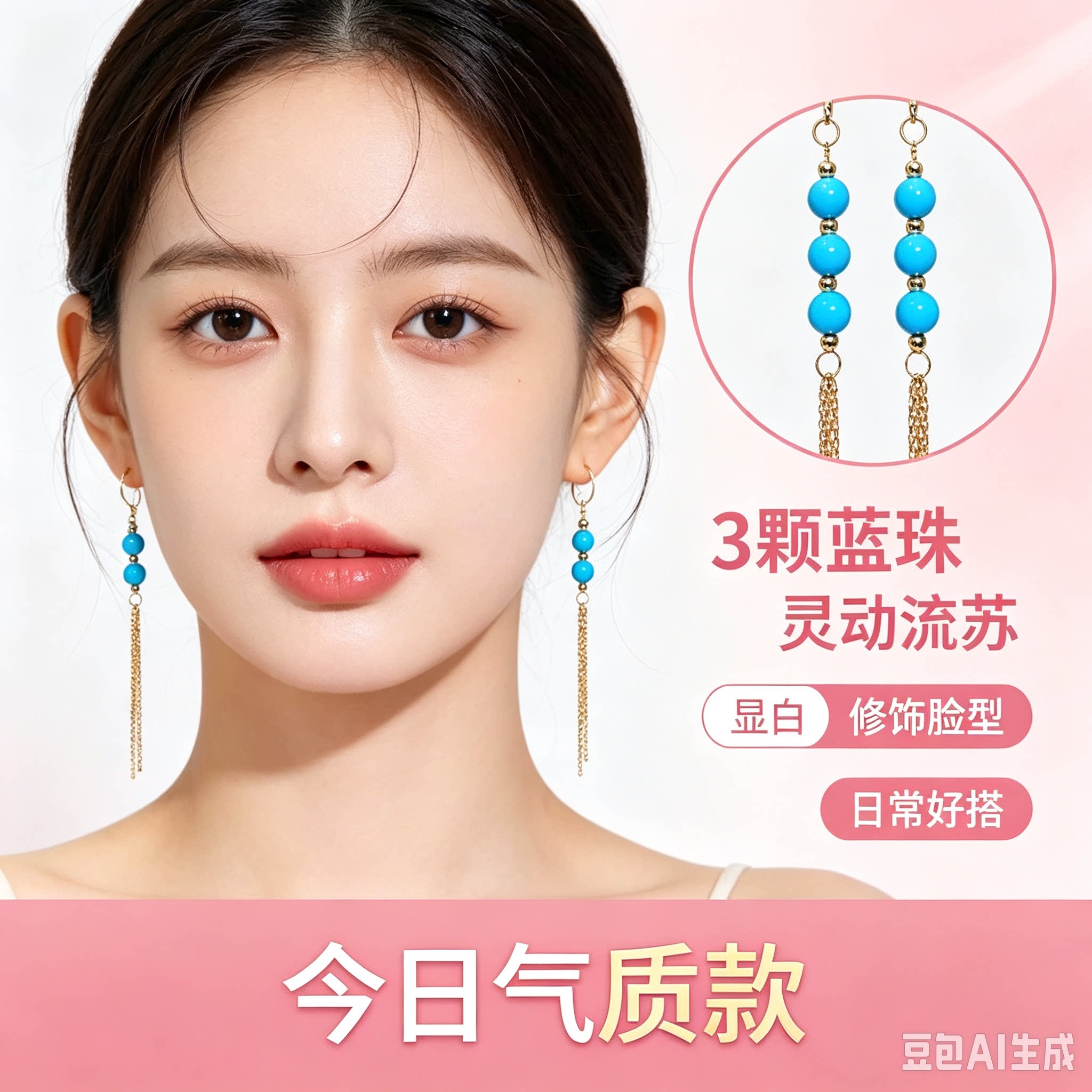 原创设计绿松石耳环耳坠镀金耳钩流苏气质女款时尚百搭情侣精致款