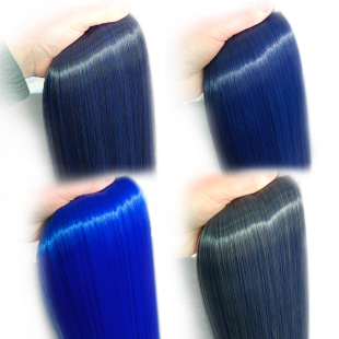 蓝黑色假发片女长发墨绿色紫色一片式无痕接发挂耳染蓝色头发直发
