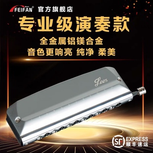 飞繁半音阶口琴12孔全金属款c调初学推荐
