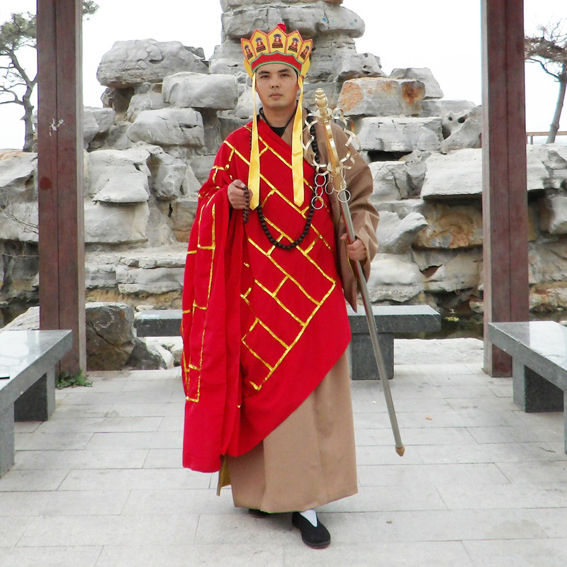 唐僧衣全套拆分链接服装成人袈裟演出服道具禅杖佛珠帽子齐鲁唛娇