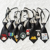 买二送一免打短小领带女学院风可爱童趣个性 手工烫画卡通休闲黑色