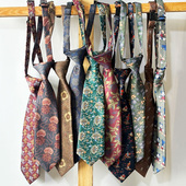 买二送一古着怀旧复古花纹女款 印花酷 个性 短领带免打学生装 饰美式