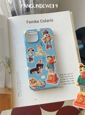 翻滚的胃｜原创复古狗狗适用苹果13手机壳可爱14proMax半包硬壳12