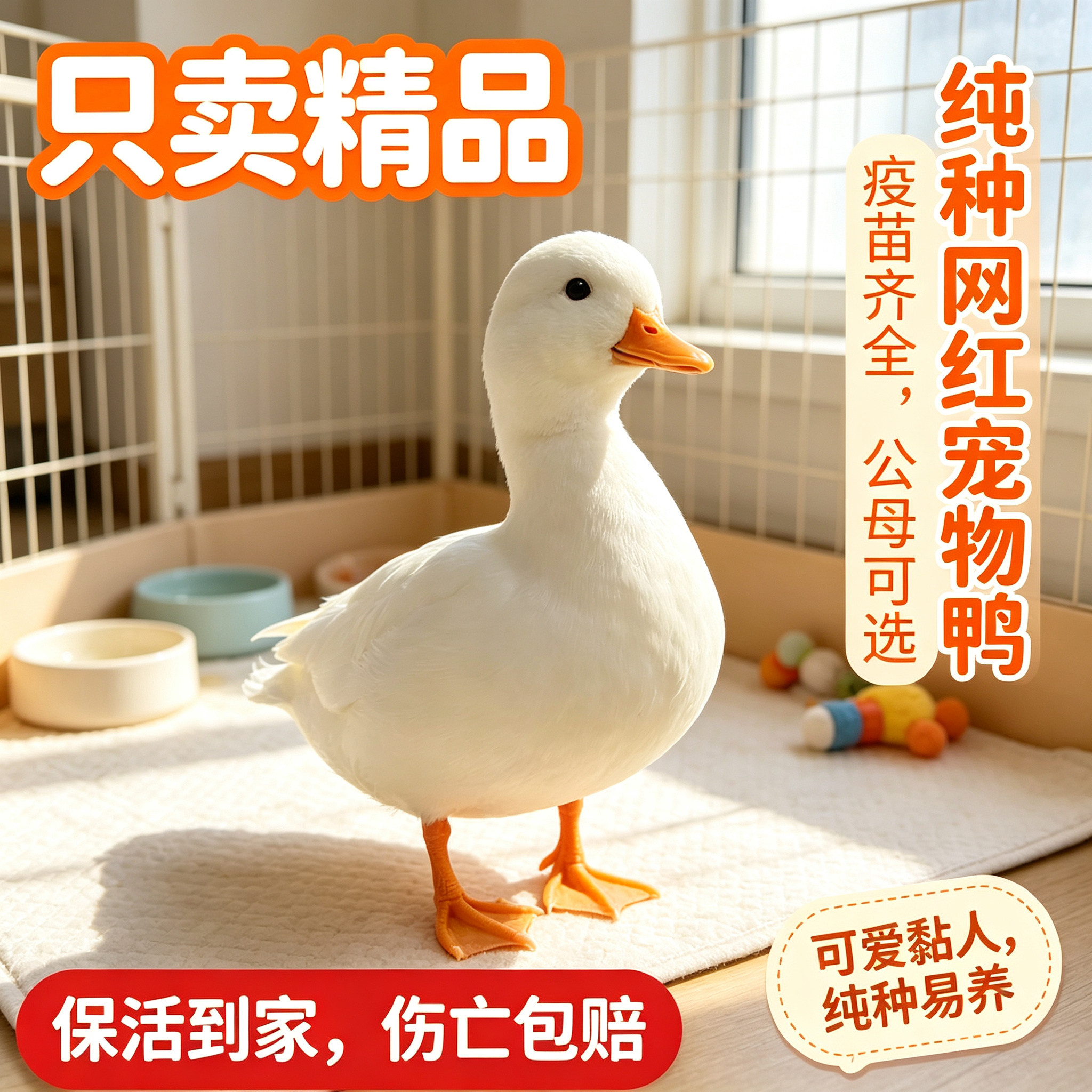 【保活到家】纯种网红宠物鸭柯尔鸭活体公母可选可爱亲人纯种易养