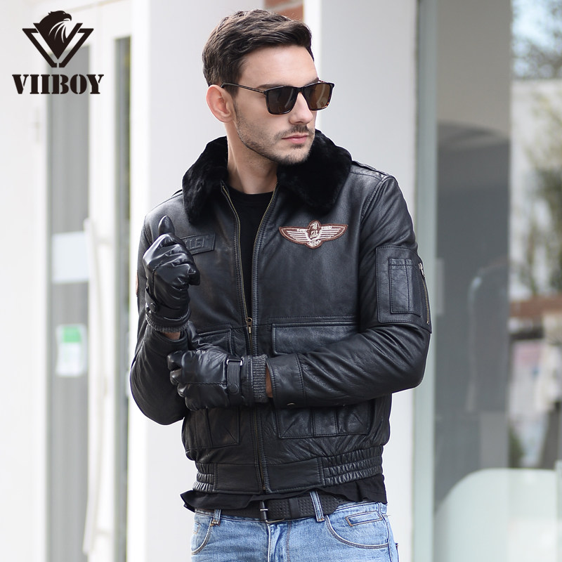 特价飞行员服真皮皮衣男式进口头层纯牛皮秋冬短款夹克大码外套厚