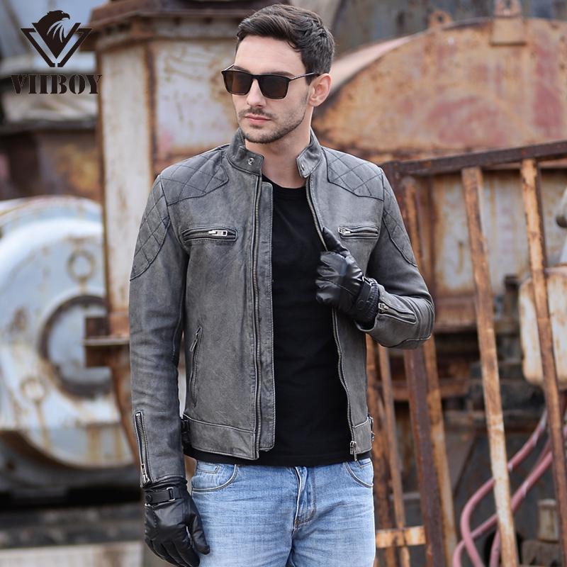 皮衣VIIBOY潮工厂皮夹克猎装立领