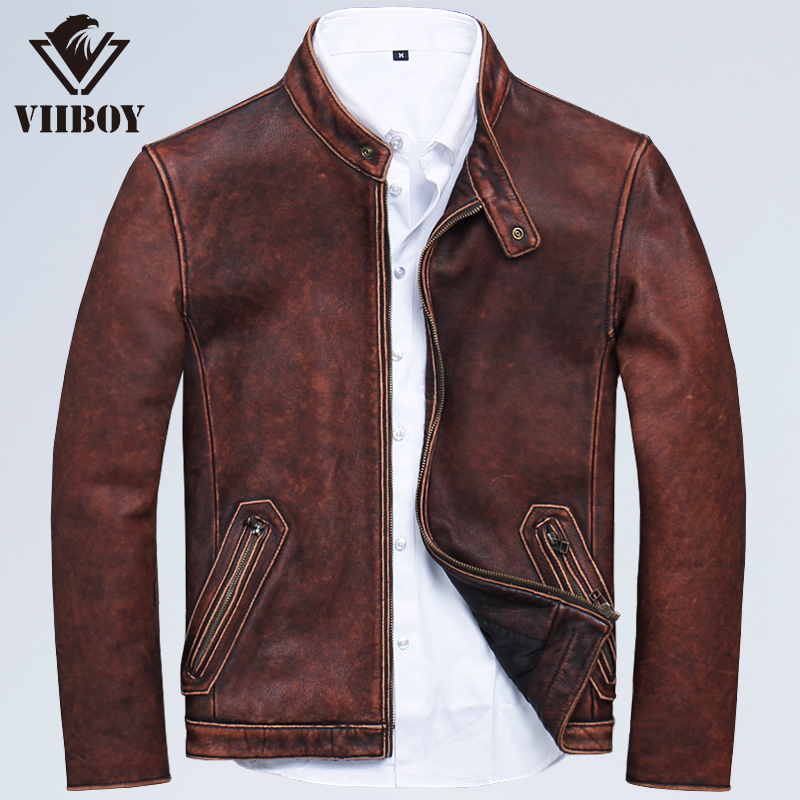 短款VIIBOY韩版皮衣皮夹克立领