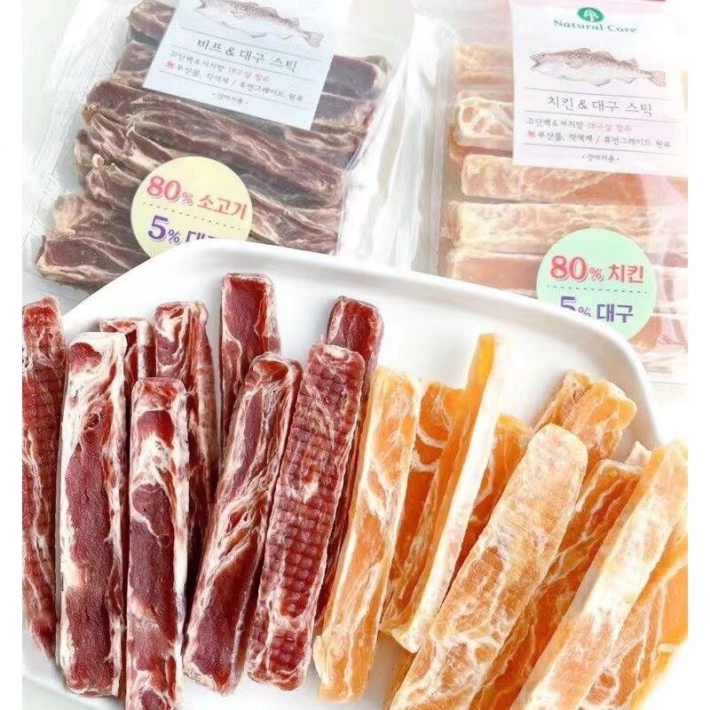 天然核心鸡肉鳕鱼条狗狗零食牛肉干鸡肉鸭肉营养均衡靓毛日常训练
