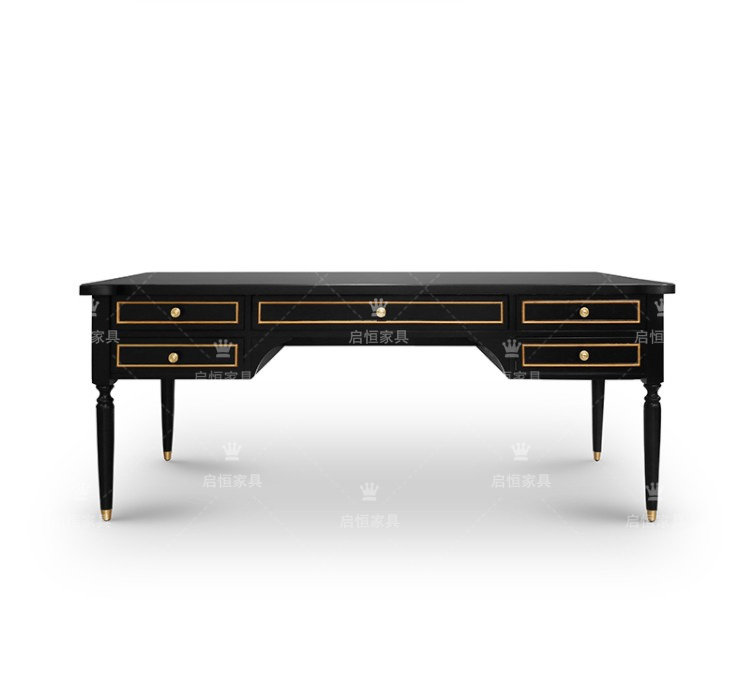 American style solid wood desk Neoclassical black Outline in gold The computer table Study Desk European style multi-function Storage Tablein the Residential furniture , Tables , Desk  category - from Buy2taobao.com to provide professional Taobao agent buy service