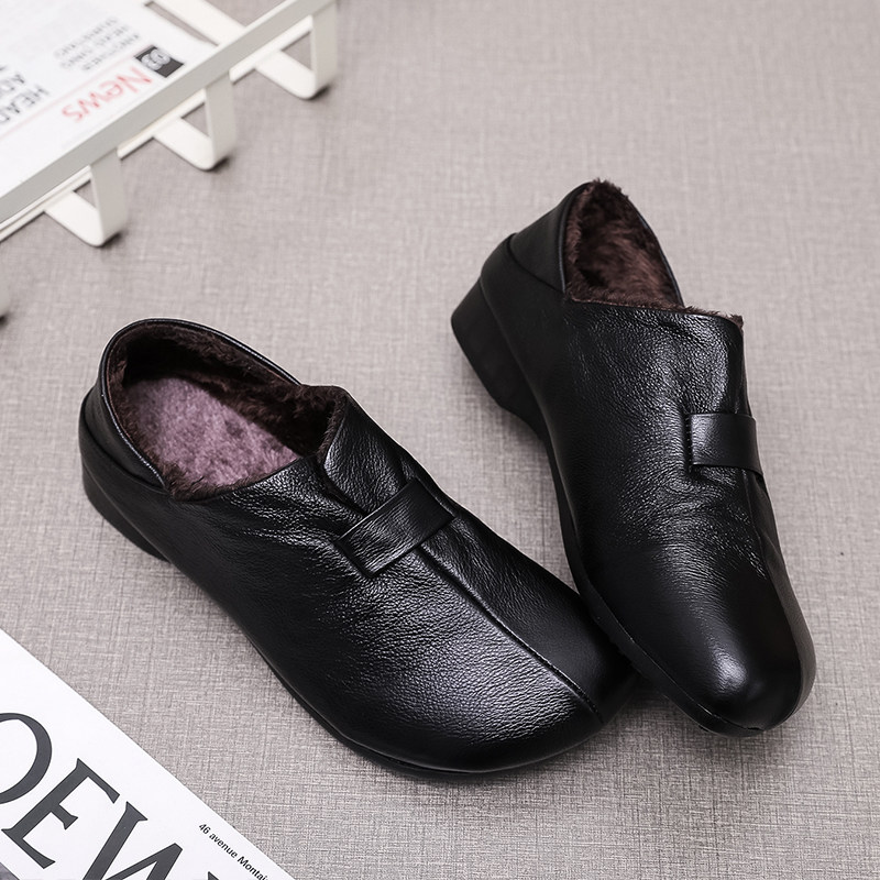 真皮加绒妈妈鞋女冬季软底保暖棉鞋中老年舒适皮鞋大码女鞋奶奶鞋,女鞋,棉鞋,淘宝优惠券,粉丝福利购,淘宝优惠卷