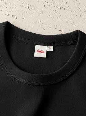 Cookies classic  重磅310g纯黑蚀毛精梳棉柔软爽滑基础T恤男女款