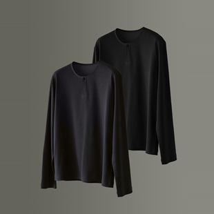 Cookies 纸纱系列210G亨利领修身长袖凉感抗菌透气松弛感T恤男士