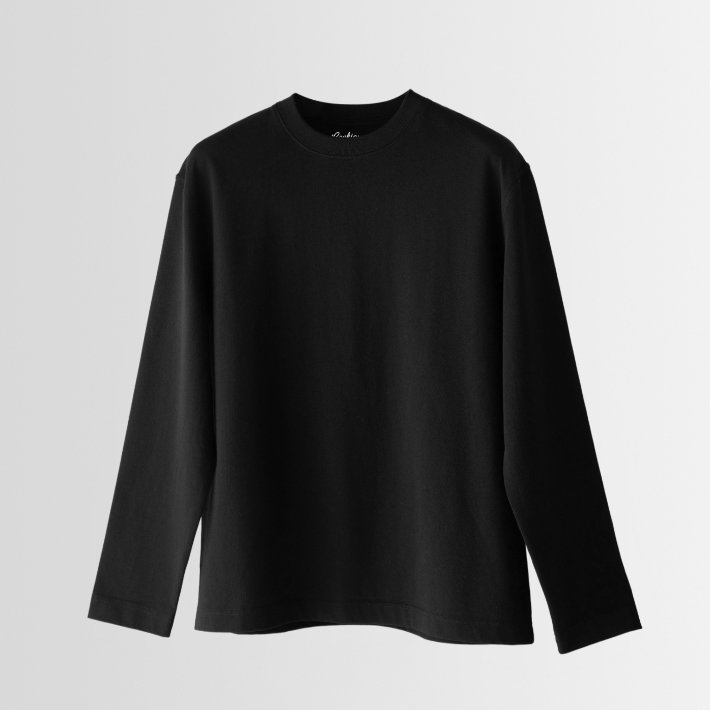 Cookies 315g长袖T恤成衣水洗纯棉小领口型男正肩基础款黑打底衫