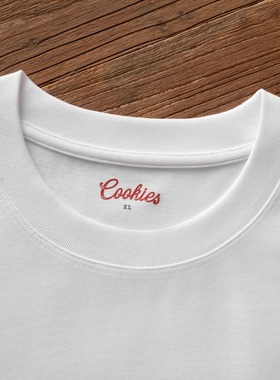 Cookies 315g新疆长绒棉小领口合身正肩精梳棉凉感男士白色短袖T