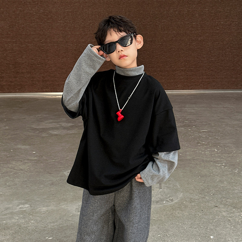 男童新款加绒中性休闲风卫衣