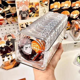 吧唧收纳盒亚克力保护壳套透明密封单个小盒子75mm谷子徽章展示架