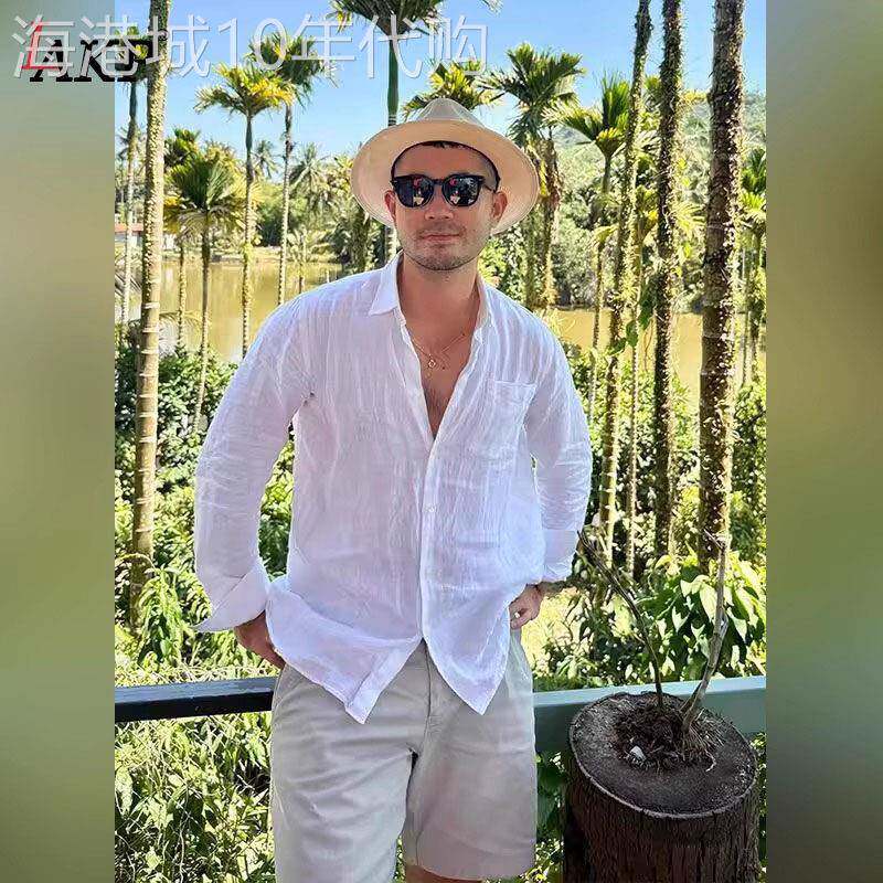 老钱风亚麻衬衫男士2026新款夏季薄款高级感防晒长袖衬衫男款外套