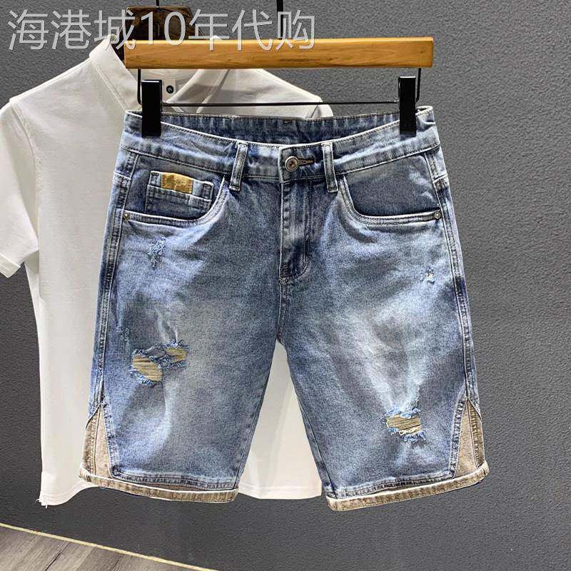 高端破洞休闲牛仔短裤男士2026新款夏季薄款男裤直筒五分裤子男款