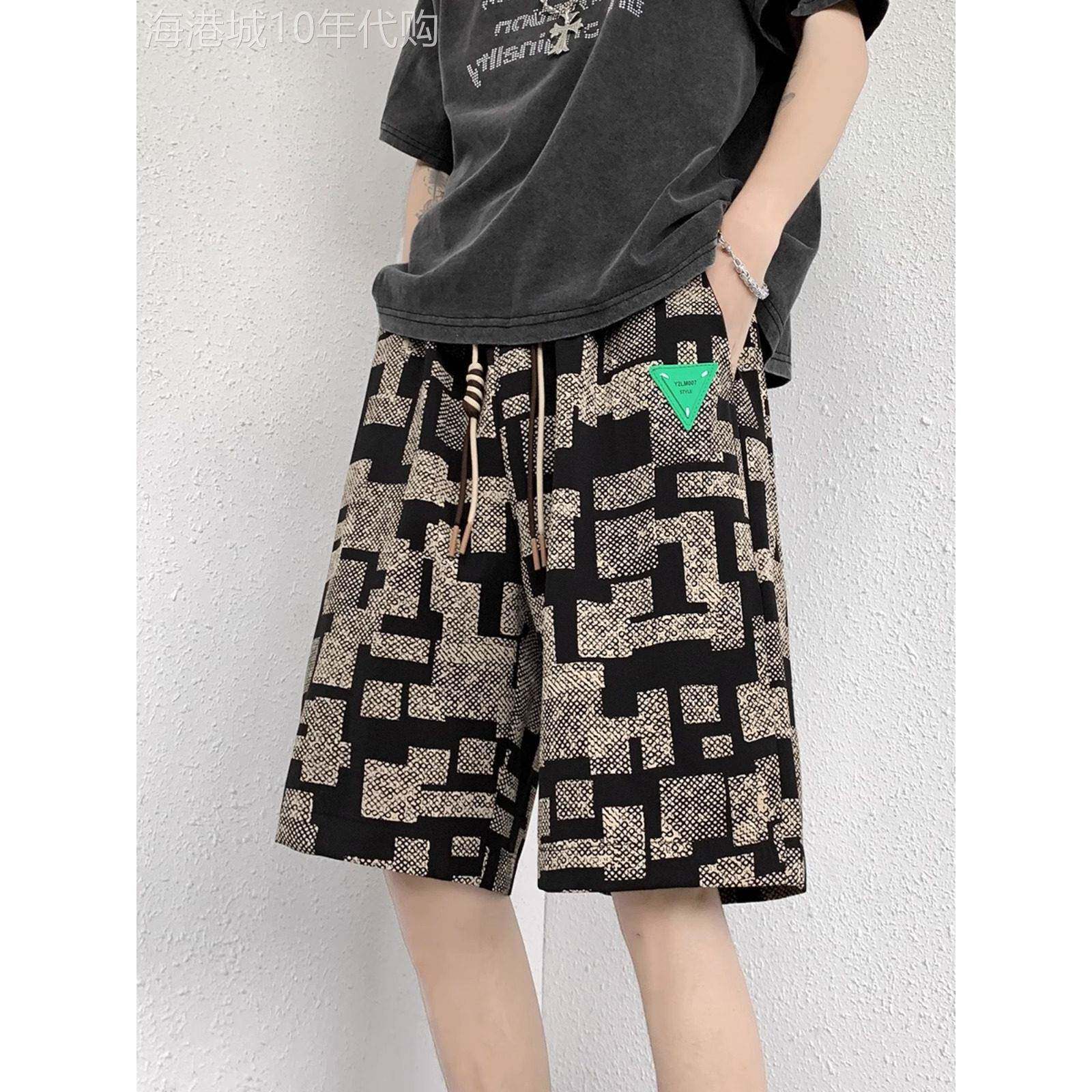 格纹短裤男士夏季美国高街时尚品牌宽松大码休闲中裤帅气外穿运动