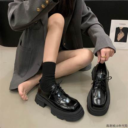 潮牌厚底方头小众乐福单鞋女鞋子2025年新款春季复古英伦风小皮鞋