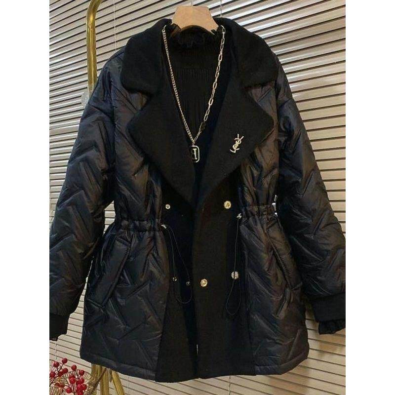 香港胖mm大码女装2025秋冬新款显瘦遮肉收腰口袋时尚棉服外套女潮